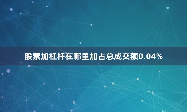 股票加杠杆在哪里加占总成交额0.04%